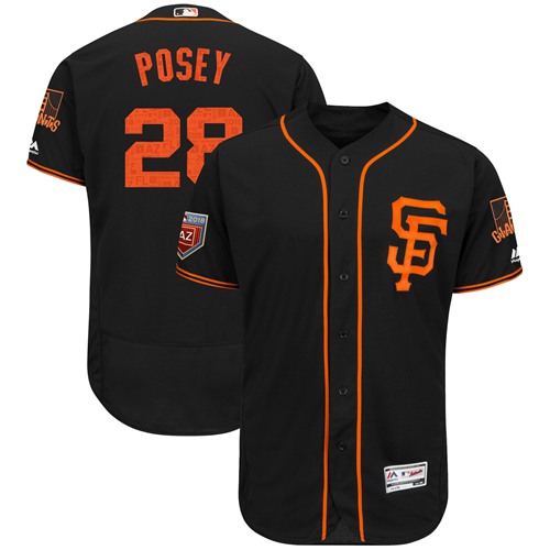 Giants #28 Buster Posey Black 2018 Spring Training Authentic Flex Base Stitched MLB Jersey